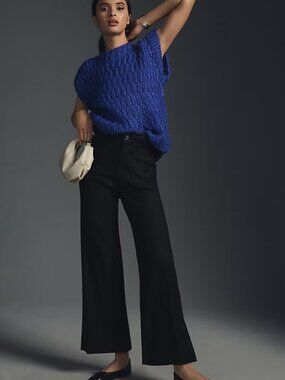 Anthropologie Colette European Linen High-Rise Wide-Leg Cropped Pants 27 4